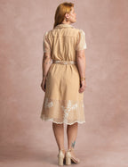 Vestido Curto Bordado Bege