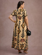 Vestido Longo Estampado Bege