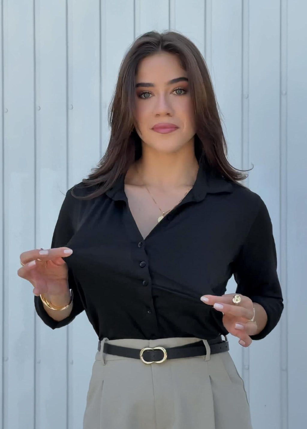 Camisa Feminina Social Manga Longa Ultra Tech Preta