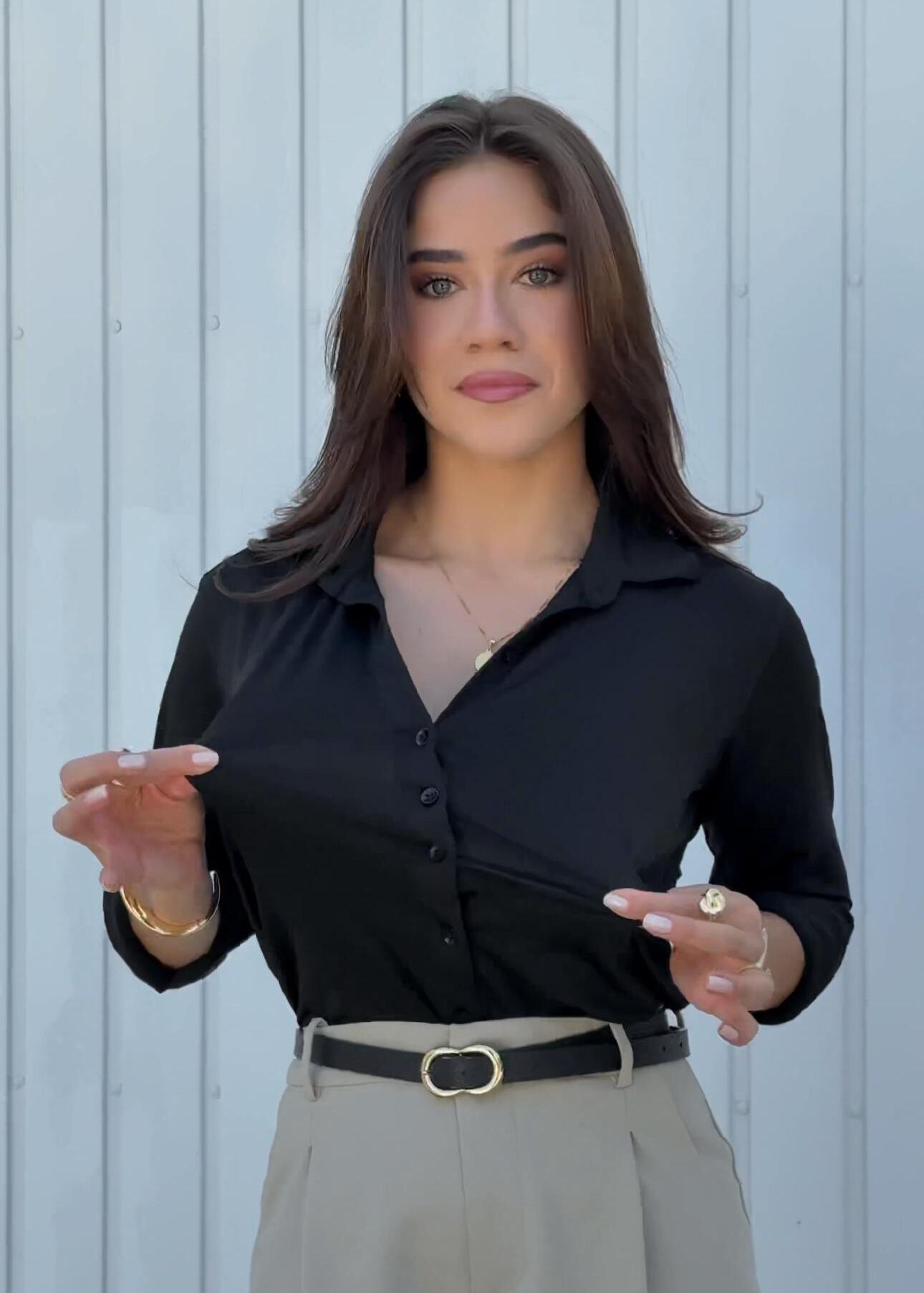 Camisa Feminina Social Manga Longa Ultra Tech Preta