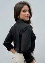 Camisa Feminina Social Manga Longa Ultra Tech Preta
