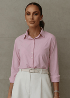 Camisa Feminina Social Manga Longa Ultra Tech Rosa Claro